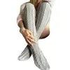 Femmes chaussettes 2023 mode câble tricoté longs bas cuisse haute botte hiver couleur unie sur le genou