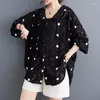 Chaquetas de mujer 2023 verano chal abrigo mujer moda Casual versátil con capucha lunares ropa de protección solar aire acondicionado camisa chaqueta Tops