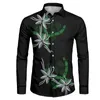 Men's Casual Shirts Polynesian Tribal Pohnpei Totem Tattoo Prints Long Sleeve T-Shirt Loose Shirt Holiday Beach Party Wear