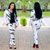 Nouveau style femmes africaines vêtements Dashiki mode imprimé noir et blanc classique tissu deux pièces manteau pantalon taille S M L XL Y537296u