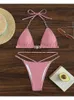 Damen-Bademode, luxuriöser, mit Strasssteinen besetzter Bikini für Frauen, schwarzer Ausschnitt, Bandage, Kreuz, Mikro-Badeanzug, Neckholder, Push-Up-Badeanzug, 2-teilige Badebekleidung J230704