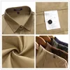 Fritidsskjortor för män Herr-epaulett Skjorta Mode Helärmad epaulett Militärstil 100 % bomull Armygrön s med epauletter Z230705