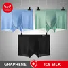 Caleçon MiiOW 3pcs Ice Silk Seamless Men's Panties Mulberry Antibacterial Boxer Shorts Mesh Ultra-mince Sexy Breather Men Underwear