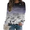 Women's Hoodies Chinese Painting Floral Design Round Neck Sweater Spring Ins Tide Casual Loose All-match Chic High Street Top