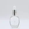 30 ml helder glas druppelflesje essentie lotion cosmetische lege container goud zilver deksel Snelle verzending F3463 Cfras