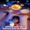 Lampor NYHET LED Galaxy Aurora Star projektor nattlampa med Bluetooth musikprojektionslampa för barn sovrumsinredning HKD230704