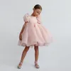 Robes De Fille Filles Blanc Gâteau Couches Enfants Pull Manches Élégante Fête De Mariage Anniversaire Tutu Princesse Vestidos Enfants Vêtements D'été 230704