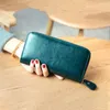 Wallets Genuine Leather Womens Wallet Fashion Vintage Oil Wax Cowhide Clutch Purse Card Holder For Women