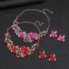 Vente chaude collier extravagant boucles d'oreilles ensemble de deux pièces de robe de mariée fleur colorée 230628