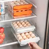 Organizador de armazenamento de ovos de geladeira Porta-ovos para geladeira Tipo de gaveta de 2 camadas Caixas de armazenamento empilháveis Caixas de armazenamento de plástico transparente Porta-ovos