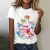 Женские футболки женская рубашка летнее рукав с коротким рукавом цифровой 3D -печать футболка Harajuku повседневные негабаритные пуловки Camisetas 2023