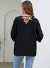 Blusas de mujer KHALEE YOSE Blusa con bordado floral Camisa Bohemia Vintage Verano Negro Mujeres mexicanas Damas 2xl 3XL Tops étnicos