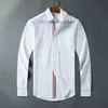 Męskie koszule na co dzień moda markowe koszule męskie szczupła biała koszula na co dzień z długim rękawem skręcić w dół kołnierz Oxford w paski solidna odzież męska 230706