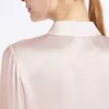 Damblusar Äkta sidenskjortor för kvinnor 22 Momme Basic Placket Chinese Charmeuse Blus Dam Naturlig glansig Elegant långärmad toppar