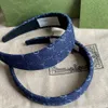 Met DOOS Nieuwe Luxe G Ontwerpers Hoofdbanden Denim Blauwe Kleuren Breed 2 CM/4 CM Kwaliteit Haar Hoepel voor Vrouwen Meisjes Merk Hoofdband