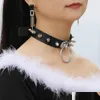 Chokers O-okrągły Spike Stud Choker kołnierz kobiety uprząż naszyjnik dla punkowa skóra Chocker gotycka biżuteria Drop Delivery naszyjniki Penda Dhhay