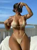 Kadın Mayo Blesskiss Seksi Mini Bikini Mikro Extreme String Mayo Bikini Seti 2023 Yaz Yastıklı Brezilya Tanga Mayo Kişisi J230704