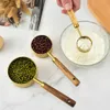 Measuring Tools Stainless Measuring Cup Measuring Spoon 4/8PCS Set Wooden Handle kitchen Baking Tools Bartending Scale Measuring Spoon Set R230704