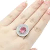 Cluster Rings 925 SOLID STERLING SILVER Ring 8.5g Changing Color Alexandrite Topaz Pink Morganite White CZ For Females Engagement