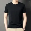 Camisas masculinas Casumanl marca camisetas para homens inteligente casual sólido jacquard tecer fino o-pescoço t-shirts masculino manga curta regular