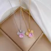 Chains 1pcs Stainless Steel Bright Zircon Cartoon Mouse Pendant Necklace Women Statement Crystal Full Filled Choker For
