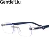 Sunglasses Sunglasses Small Rectangle Rimless Sunglasses Men Luxury Brand Frameless Sun Glasses Shades Anti Blue Light Computer Read Eyeglasses Z230705