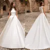 Linea di moda A Dresses for Bride BATEAU Sleeveless Satin Wedding Abbigliamento Designer Bridal Abiti da sposa