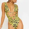 Kvinnors badkläder Bikinis sätter badkläder 2023 Kvinnor Badkläder Kvinnlig bandage Halter Printing Sexig baddräkt Onepiece Swimwears Women's Swimsuit J230704