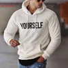 Heren Hoodies Herfst Winter Mannen Warme Pluche Fleece Hoodie Casual Lange Mouwen Letter Print Capuchon Trui Teddy Tops Mode Straat HKD230704