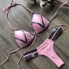 Damen-Bademode, rote Badebekleidung, Push-Up-Badeanzug, Damen-Halter, Biquini, gepolsterter Badeanzug, Goldprägung, brasilianischer Bikini-Set, Tanga, 2021, sexy Bikini, J230704