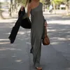 Casual Jurken Vrouwen Maxi Jurk Schuine Schouders Zijsplit Dame Schuine Hals Losse Backless Een Mouw Zomer Vrouwelijke Kleding