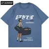 Herr T-shirts Hip Hop Streetwear Harajuku T-shirt Tjej Japansk Kanji-tryck T-shirt Herr Sommar Kortärmad Bomull Lös oversized T-shirt 220516 Z230706