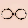 Bracelets porte-bonheur 2 pièces Tai Chi Yin Yang Couple alliage pendentif réglable chaîne noire correspondant amant ensemble