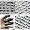 Band Rings Wholesale 50Pcs 6Mm Abalone Shell Stainless Steel Fashion Jewelry Summer Ring For Man Women Bk Lots Drop Delivery Dhf4X