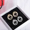 Designer Earrings for Women Circle Stud Luxury Gold Crystal Letter Earring Silver Jewelry