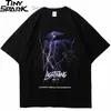 T-shirty męskie Męska koszulka hiphopowy sweter Thunder Lightning T-Shirt Harajuku Tshirts Lato z krótkim rękawem Casual Cotton Tops Tees Black Z230706