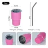 3oz DIY Süblimasyon Atışı Cam Paslanmaz Çelik Metal Saman Isı Transferi ile Çift Yalıtımlı Şarap Kupası Parti için Boş Su Tumbler