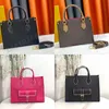 Top Onthego Pm Tote Bag Luxury Designer Bags Classic Fashion Women Mm Gm Leather Handbags Alphabet Flower Design Messenger Crossbody Shoulder Bag Pink Totes Wallet