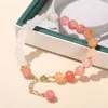 Naturalny czerwony popcorn kryształ lodowy zielony jadeit bambusowy kształt koralik łączone bransoletki moda damska słodka regulowana bransoletka z łańcuszkiem