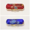 Expédition rapide boîte à bijoux rouge à lèvres étui rétro brodé brocart mode titulaire fleur conception avec miroir boîte F20172397 Aerlp