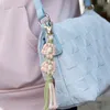 Flower Key Chain Bohemian Style DIY Hand-Woven Flower Tassel Key Ring Keychain Bag Pendant Accessories