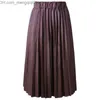 Skirts Neophil Winter Ladies Black PU Faux Leather Skirts Midi Pleated High Waist Vintage Basic Mid-calf Women Longa Saia S1927 Z230705