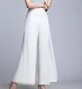 Women's Pants 2023 Summer Womens Chiffon Trousers Elegant Ladies High Waist Solid Color Loose Wide Leg Female S1097