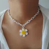 ZX nowy duży słonecznik twarz wisiorki naszyjnik dla kobiet Handmade akrylowy łańcuszek Chokers naszyjnik dziewczyny moda biżuteria hurtowych L230704