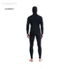 Wetsuits Drysuits demmet siyah 3mm wetsuit uzun kollu fisyon kapşonlu 2 adet neopren erkekler için dalgıç sıcak su geçirmez dalış kıyafeti tutun hkd230704