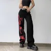 Damen Jeans 2023 Y2k Snake Print Baggy Woman Low Waist Hippie Denim Hose Dark Academic Goth Streetwear Koreanische Cargo Hose 90er Jahre