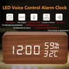 Desk Table Clocks USBAAA Powered LED Wooden Alarm Clock WatchTable Clocks Voice Control Digital Wood Despertador Electronic Desktop Table Decor Z230704