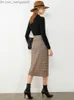 التنانير Amii Medioralism Autumn Vintage Skirt Olstyle Fashion Plaid Aline Skirt High Weist Calflenge Female Skirt 12070346 Z230707