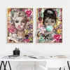 Papéis de parede ic Beleza Monroe e Hepburn Bubble Graffiti Wall Art Prints Pintura em tela Poster Cuadros para sala de estar decoração de casa J230704