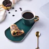 Mugs YJBD European Coffee Cup And Saucer Set Creative Spoon Home Flower Tea Ceramic Gifts